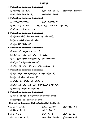Bài tập về phân tích đa thức thành nhân tử dành cho học sinh giỏi Lớp 9 (Có đáp án)